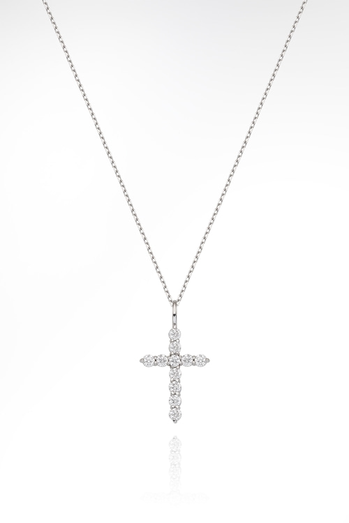 Silver925 Moissanite Cross Long Necklace PS174N