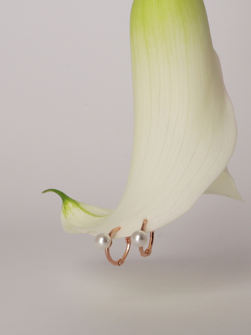 Silver925 Mini Single Pearl Setting Rosegold Huggie Earrings PS142E