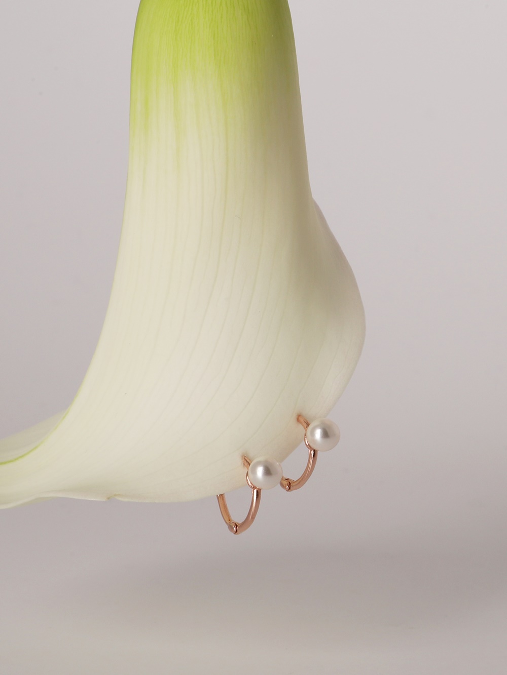 Silver925 Mini Single Pearl Setting Rosegold Huggie Earrings PS142E