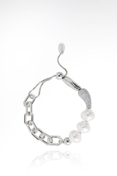Cubic Pavé Waterdrop Pearl Bracelet PB144B