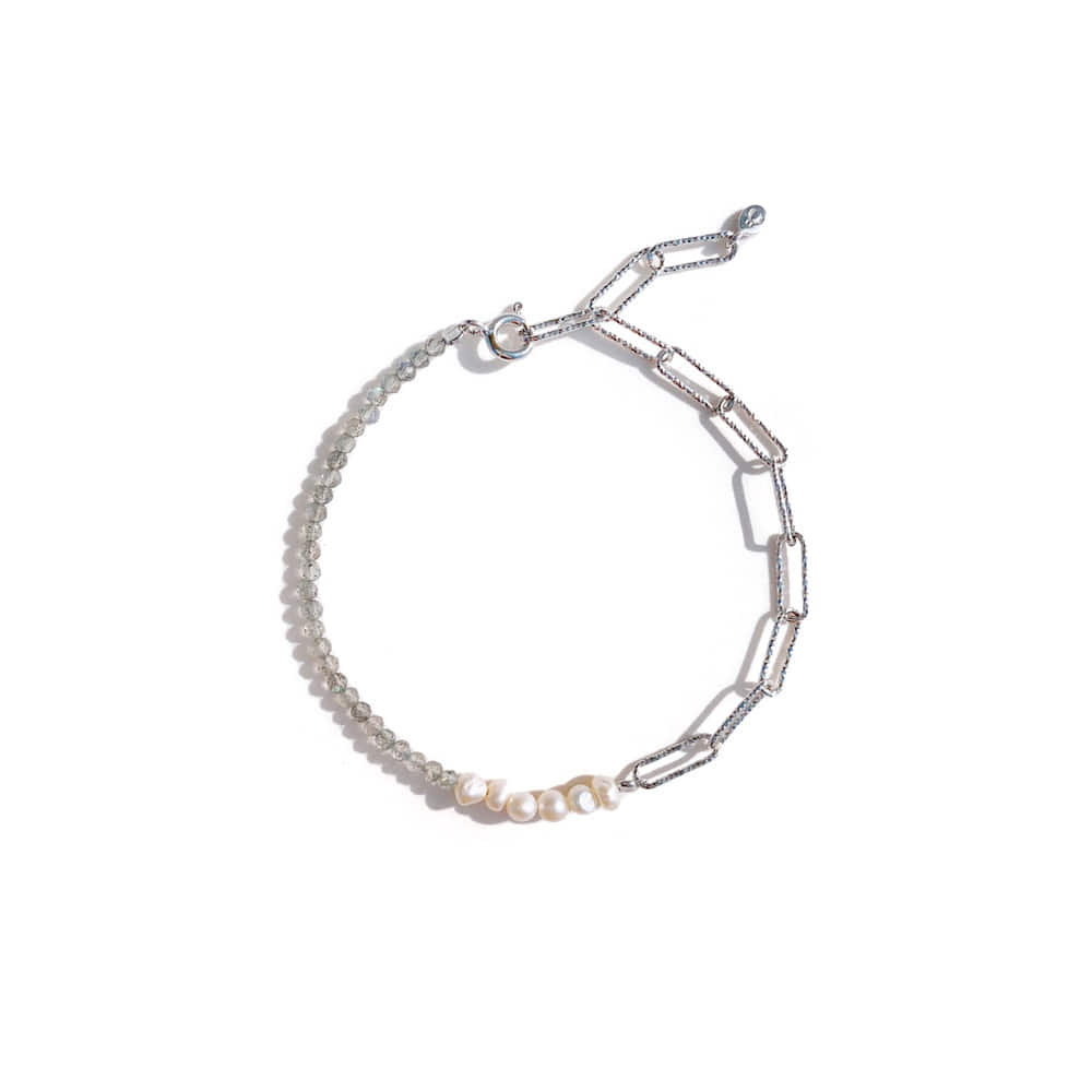 Silver925 Labradorite Fresh Water Pearl Bracelet PS113B