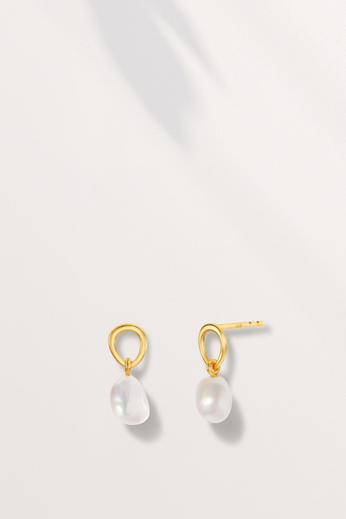 Silver925 Fresh Water Pearl Pebble Earrings PS165E