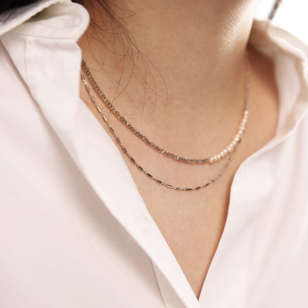 Silver925 Labradorite Fresh Water Pearl Necklace PS113N