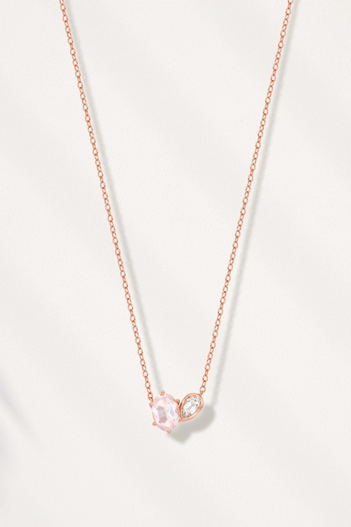 Silver925 Rose Quartz & CZ Necklace PS153N