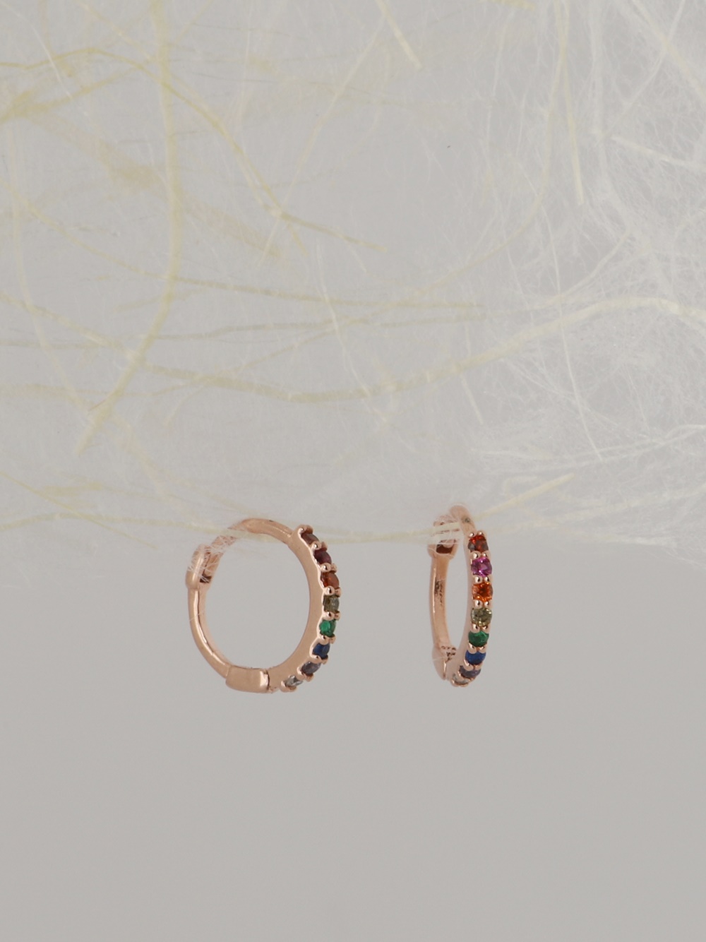 Silver925 Multi Rainbow CZ Huggie Earrings PS130E