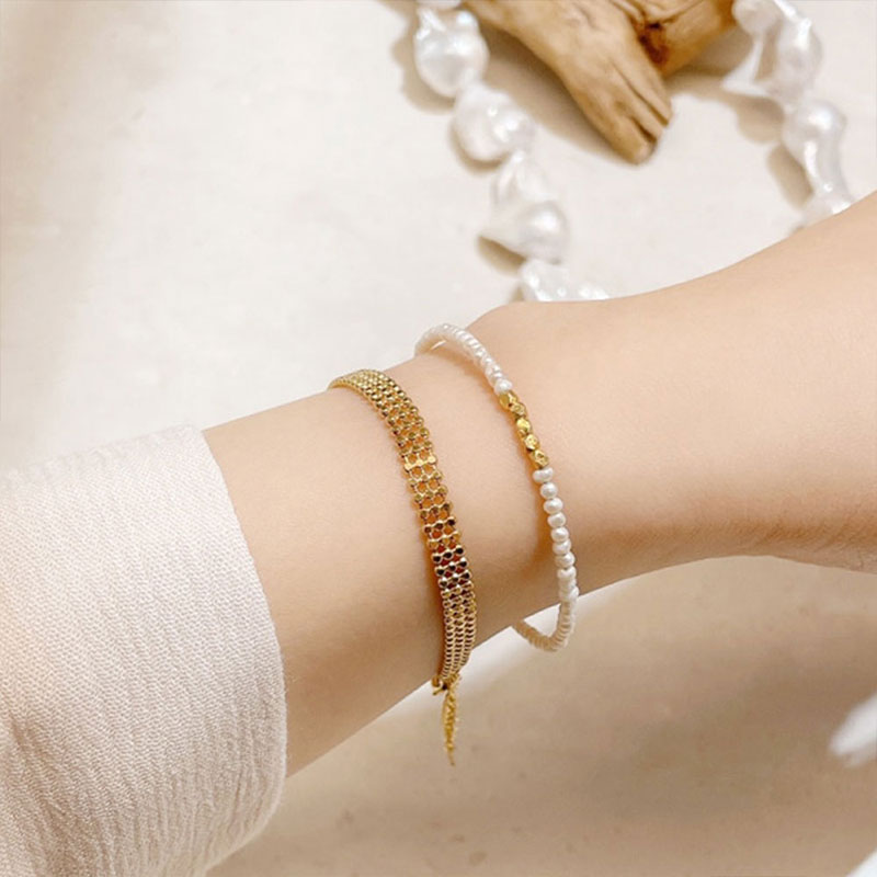 Silver925 Layer Pearl Bracelet PS007B_PE