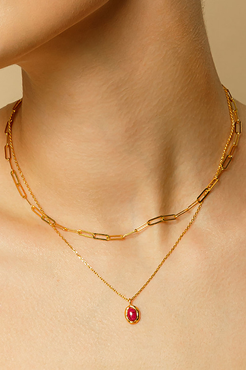 Silver925 Oval Stone Necklace PS015N