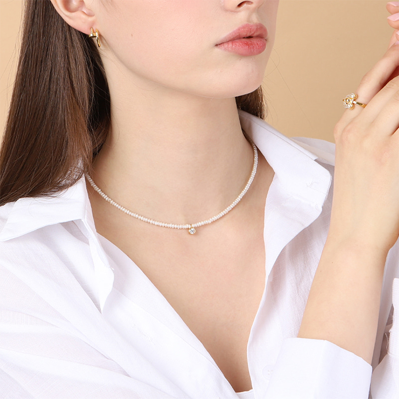 Silver925 Around º Fresh Water Pearl Necklace PS013N