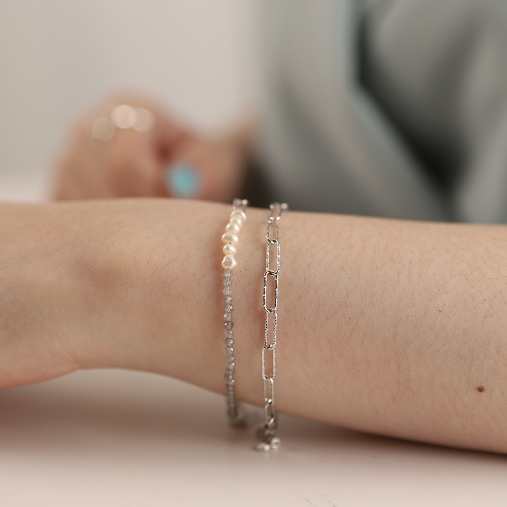 Silver925 Labradorite Fresh Water Pearl Bracelet PS113B