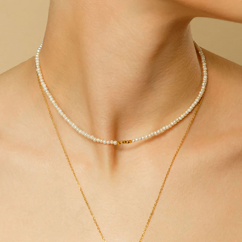 Silver925 Layer Pearl Necklace PS007N_PE