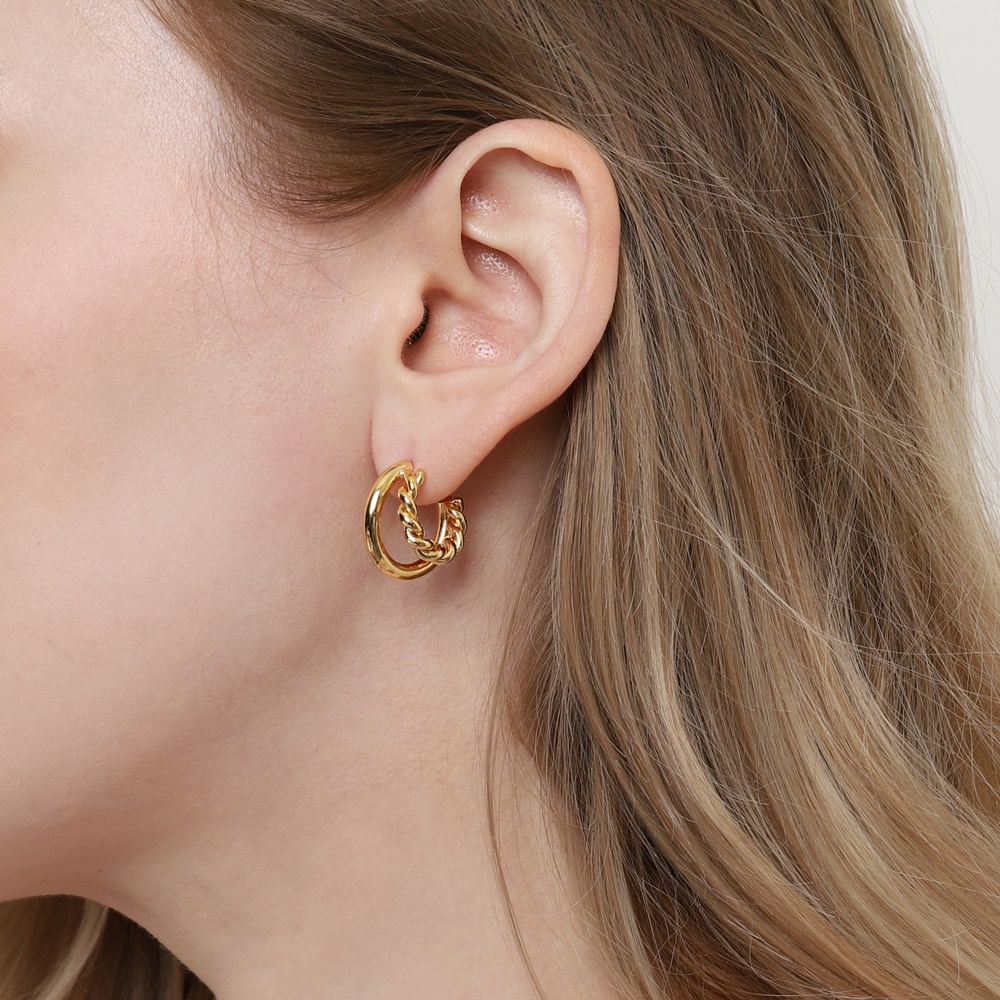 [Celeb Pick] Mixed Line Hoop Earrings PB107E