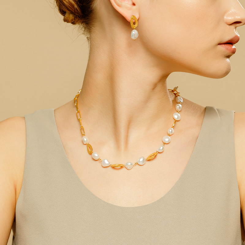 Silver925 Glaze Fresh Water Pearl Necklace PS089N