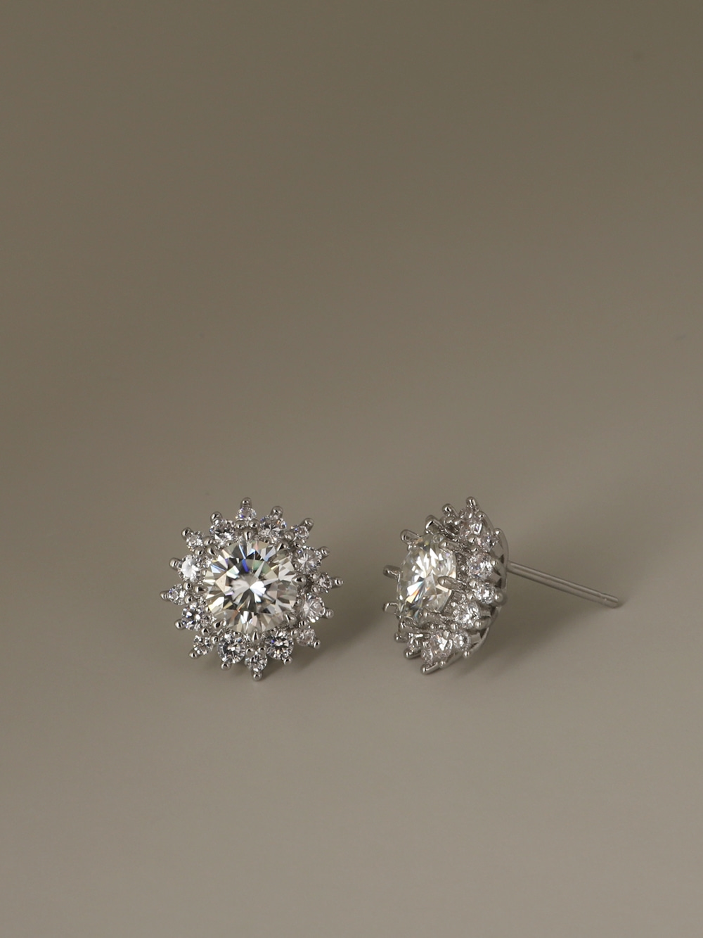 Silver925 Moissanite 1ct Halo Setting Earrings PS150E