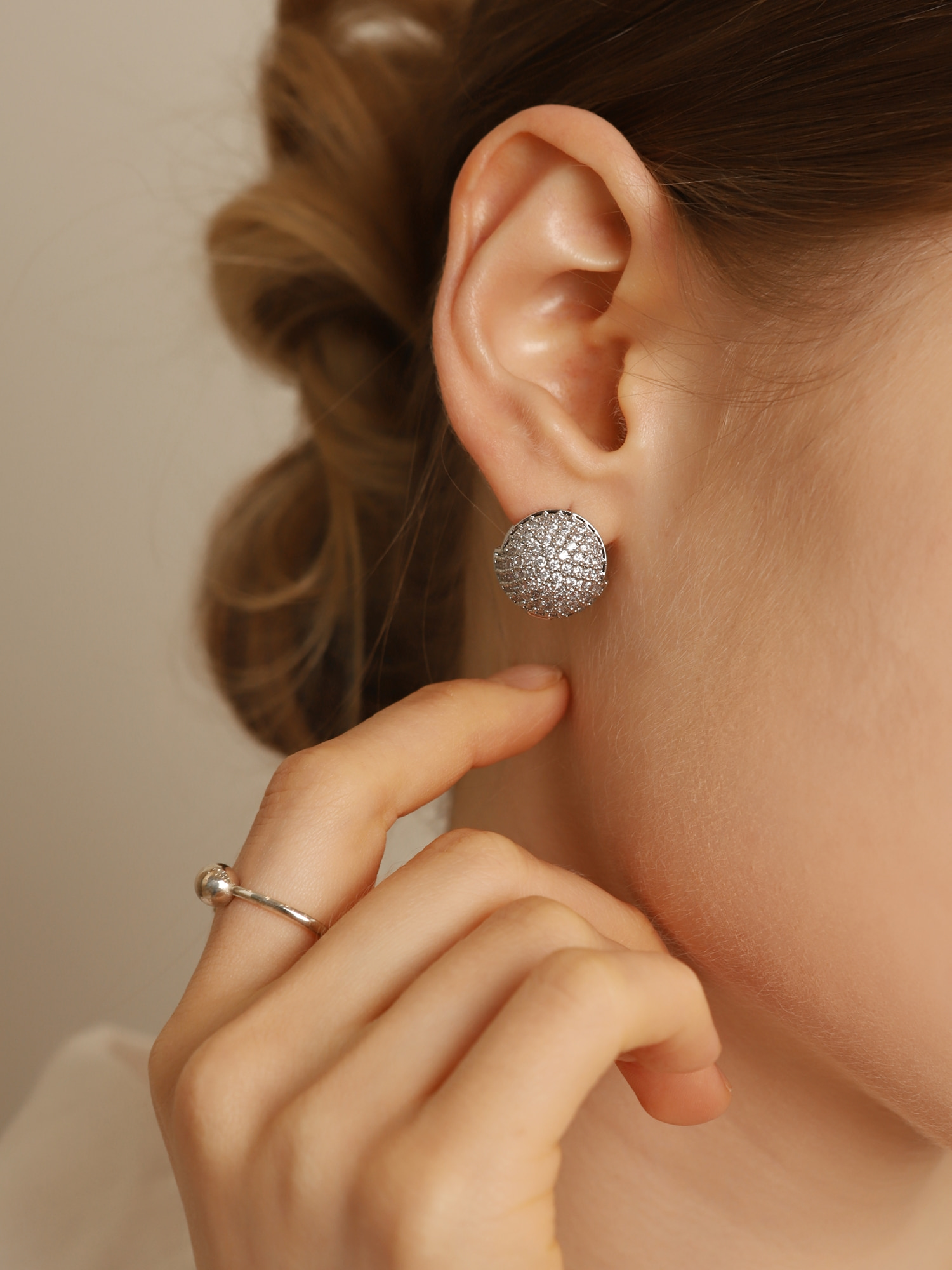 Mirror Ball 16mm Cubic Hoop Earring PB141E