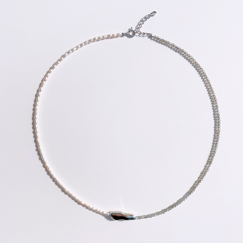 Silver925 Labradorite Fresh Water Pearl Necklace PS111N
