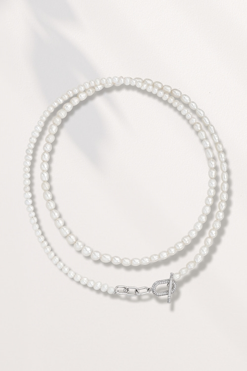 Fresh Water Pearl Linked Chain Necklace with Toggle & Bar PB045-5N