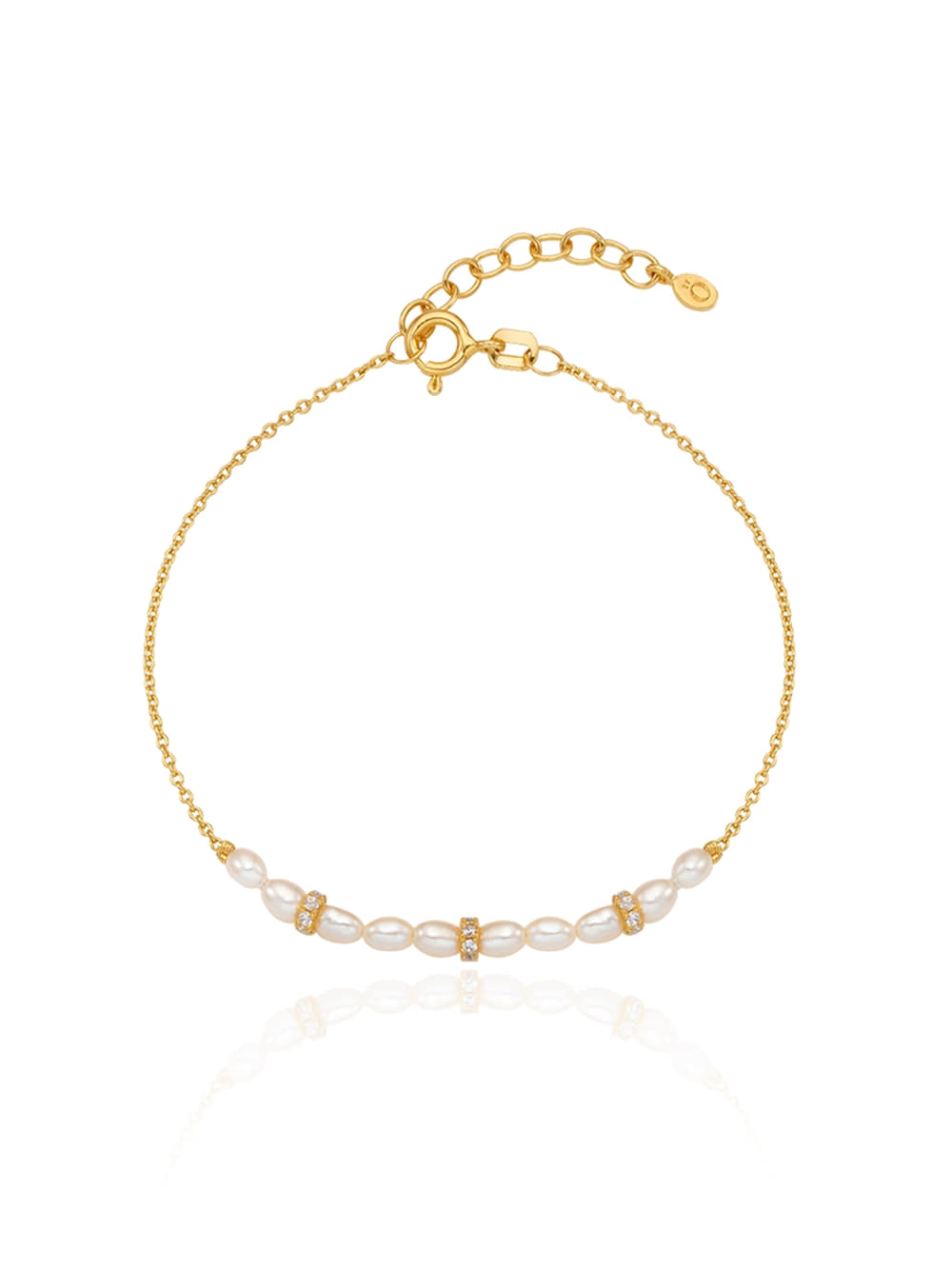 Silver925 CZ Rings with Fresh Water Pearl Line Bracelet PS157B