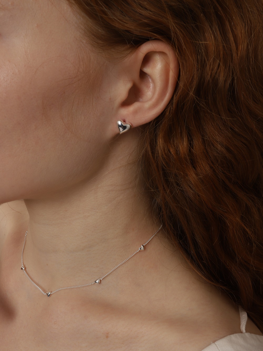 Silver925 Romantic Heart Stud Earrings PS151E