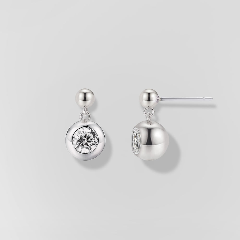 Drop Cubic Zirconia Ball Earrings PB112E