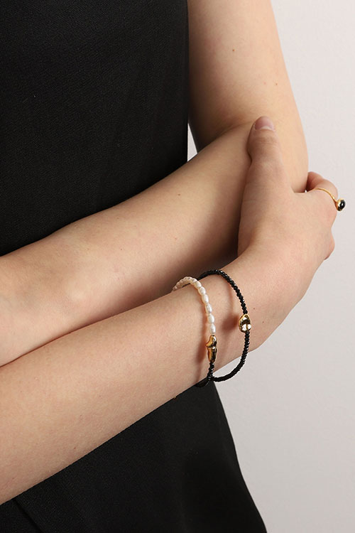 [Celeb Pick] Silver925 Black Spinel Bracelet PS078B