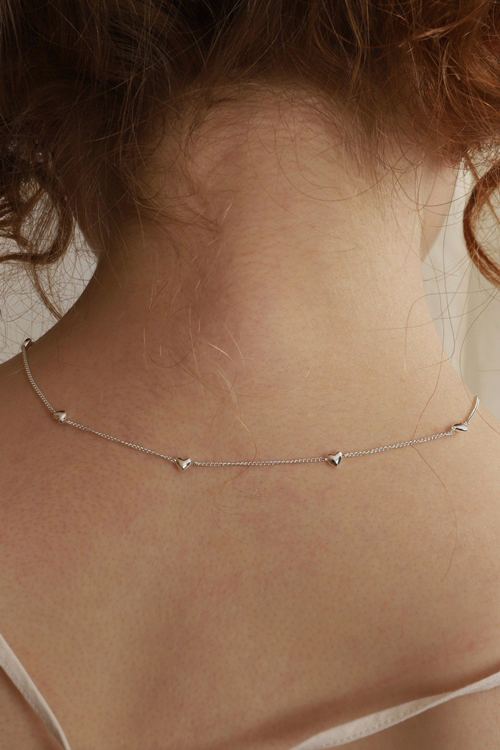 Silver925 Romantic Mini Dot Heart Necklace PS152N