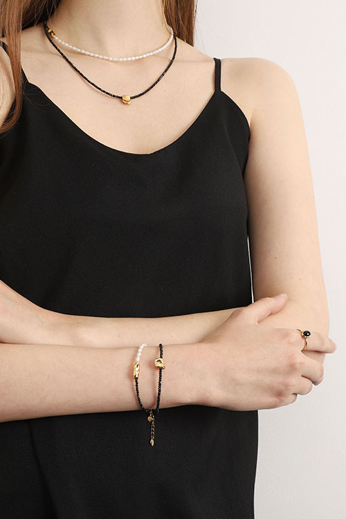 [Celeb Pick] Silver925 Black Spinel Bracelet PS078B