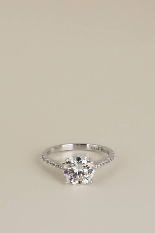 [Custom] Silver925 Moissanite 2ct 4 Prong & Pave Setting Ring PS092R