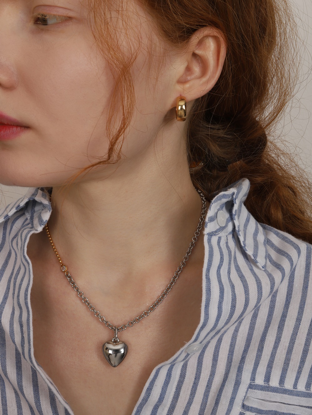 Bold Layered Combi Heart Pendant Necklace PB115N
