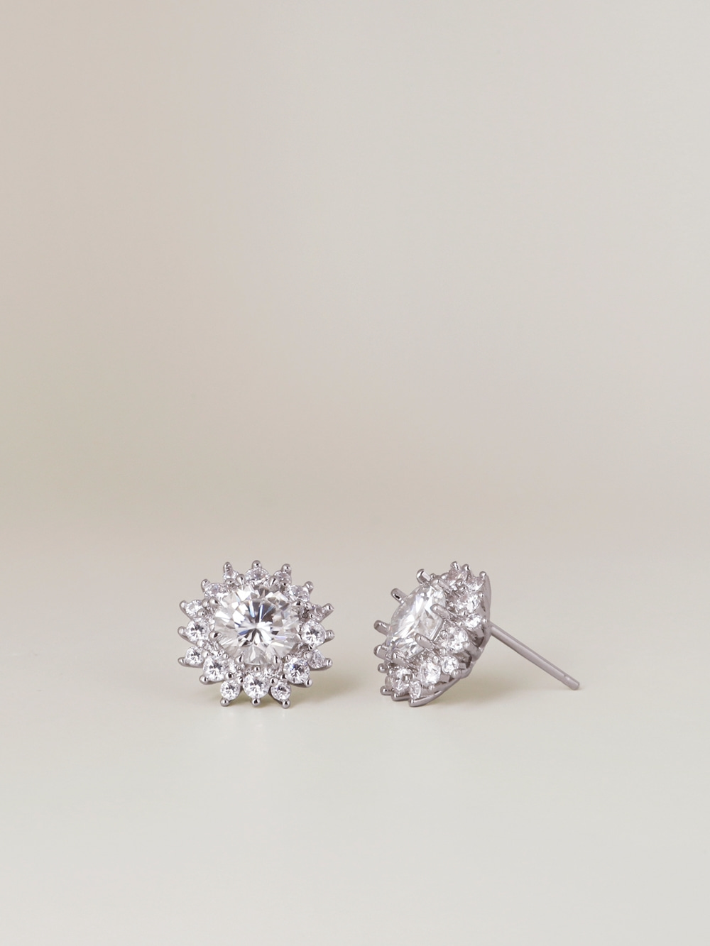 Silver925 Moissanite 1ct Halo Setting Earrings PS150E