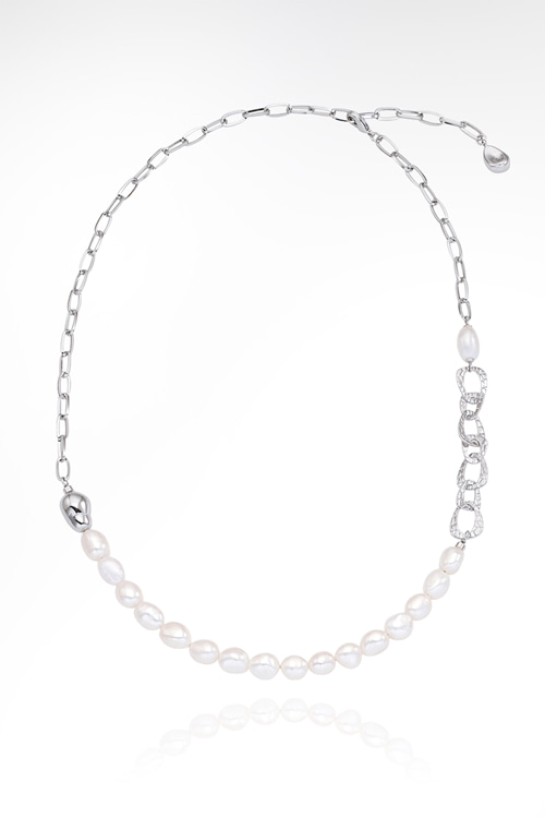 Baroque Pearl Gathering Chain Long Necklace PB133N