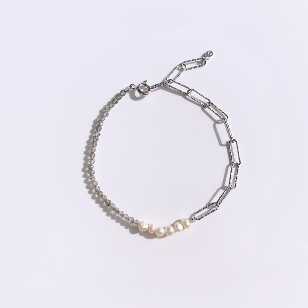 Silver925 Labradorite Fresh Water Pearl Bracelet PS113B