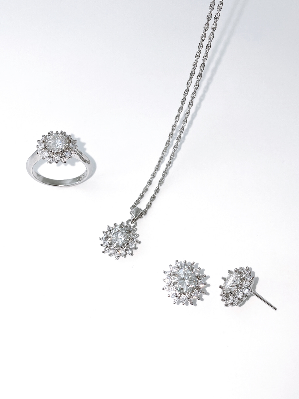 Silver925 Moissanite 1ct Halo Setting Earrings PS150E
