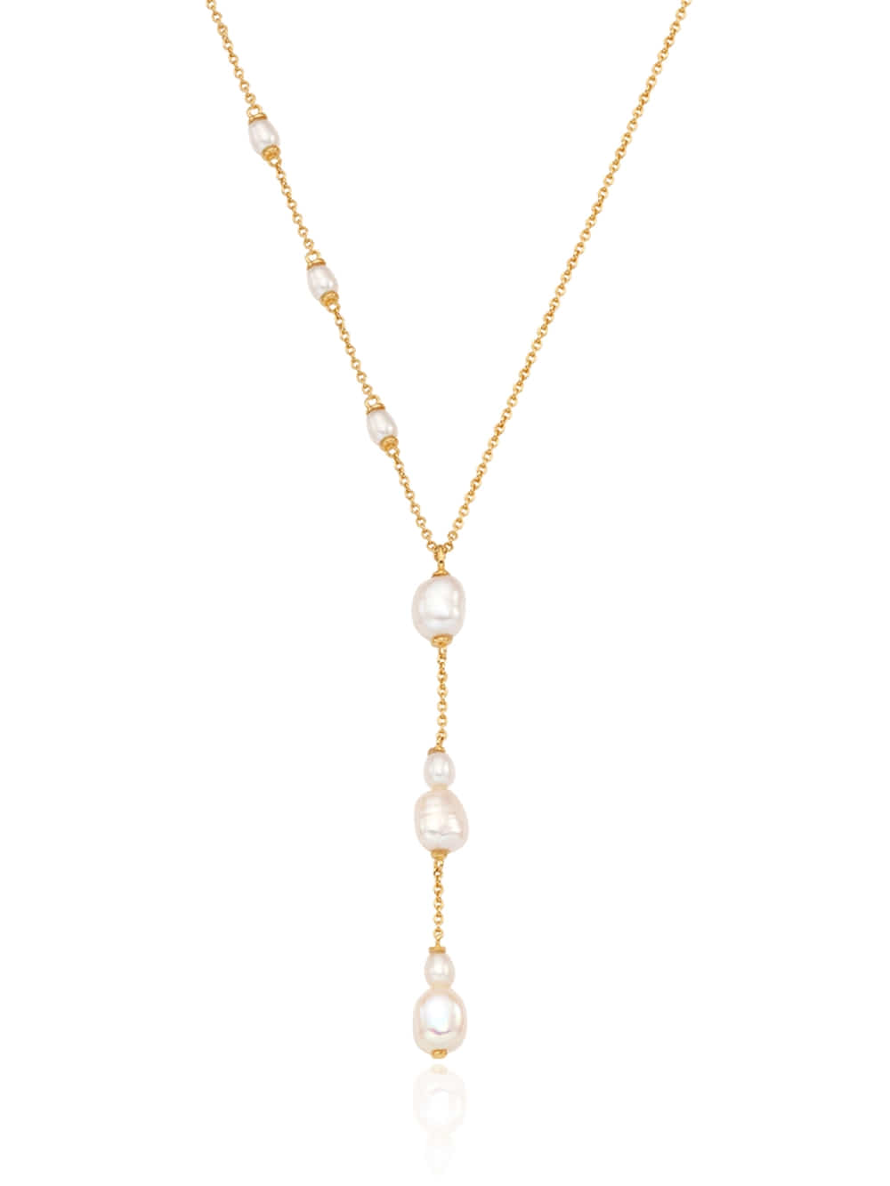 Silver925 Dew Drop Fresh Water Pearl Station Y Drop Necklace PS155N