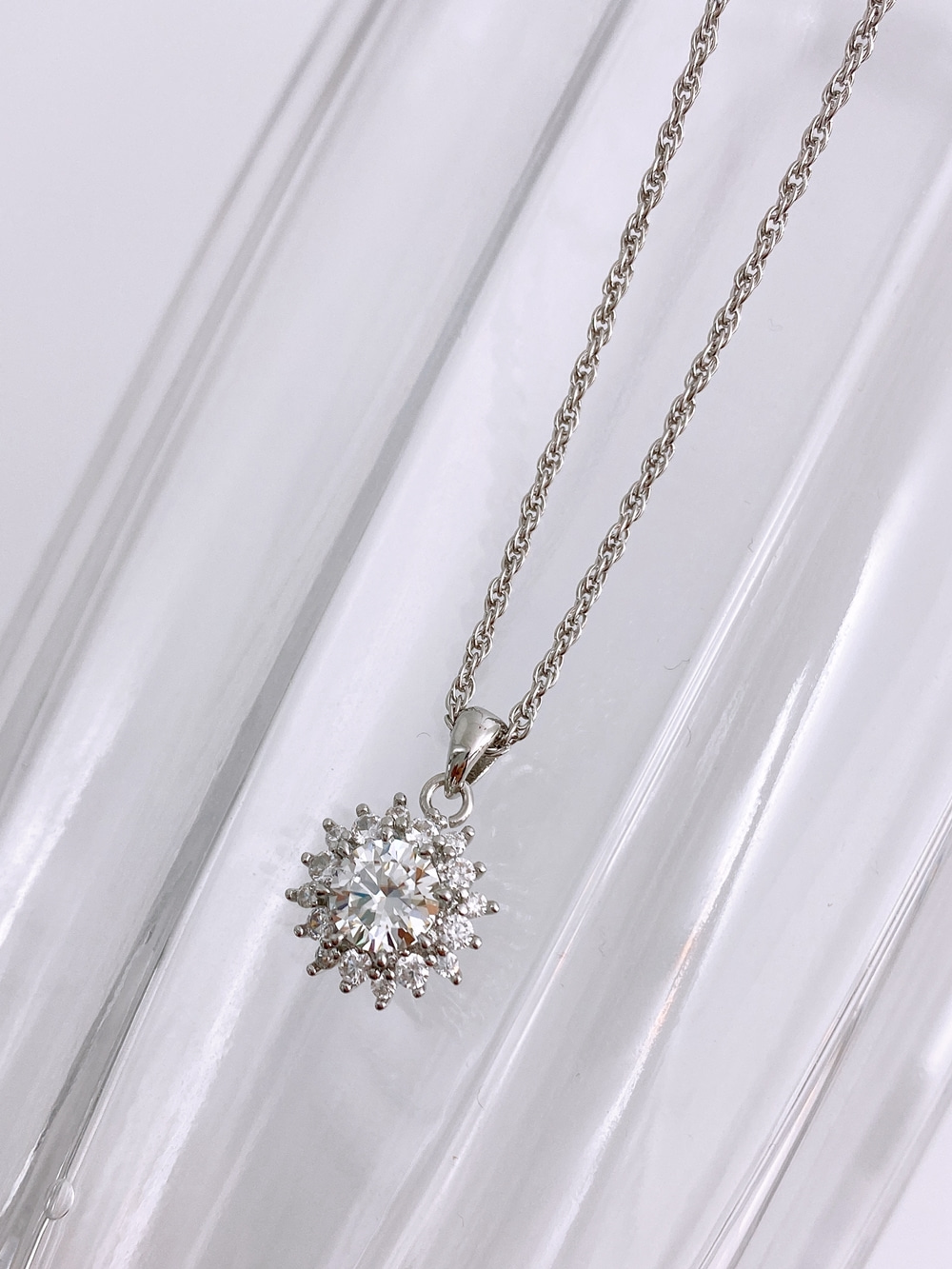 Silver925 Moissanite 1ct Halo Setting Necklace PS150N