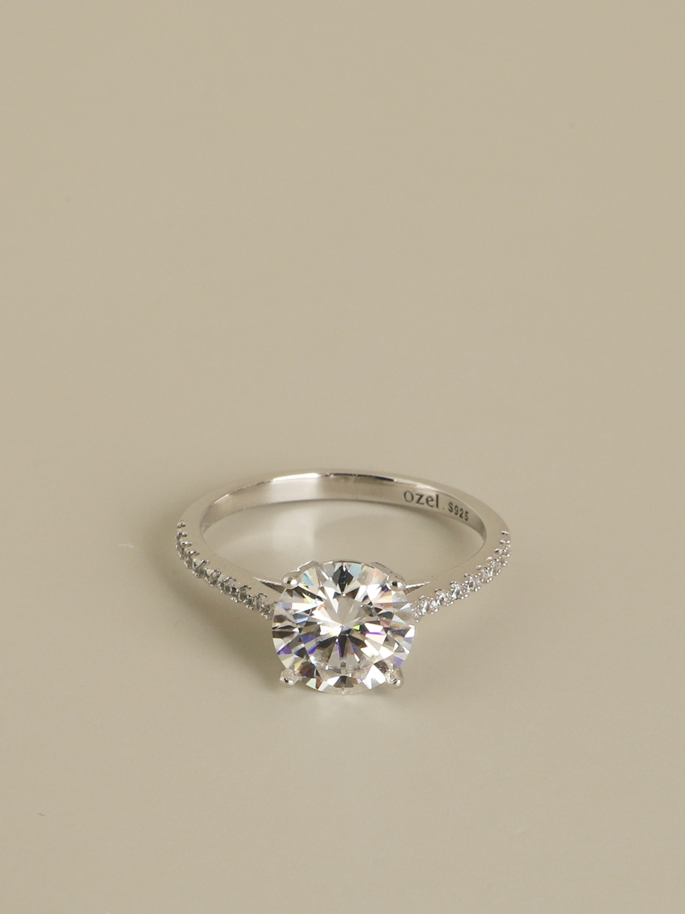 [Custom] Silver925 Moissanite 2ct 4 Prong & Pave Setting Ring PS092R
