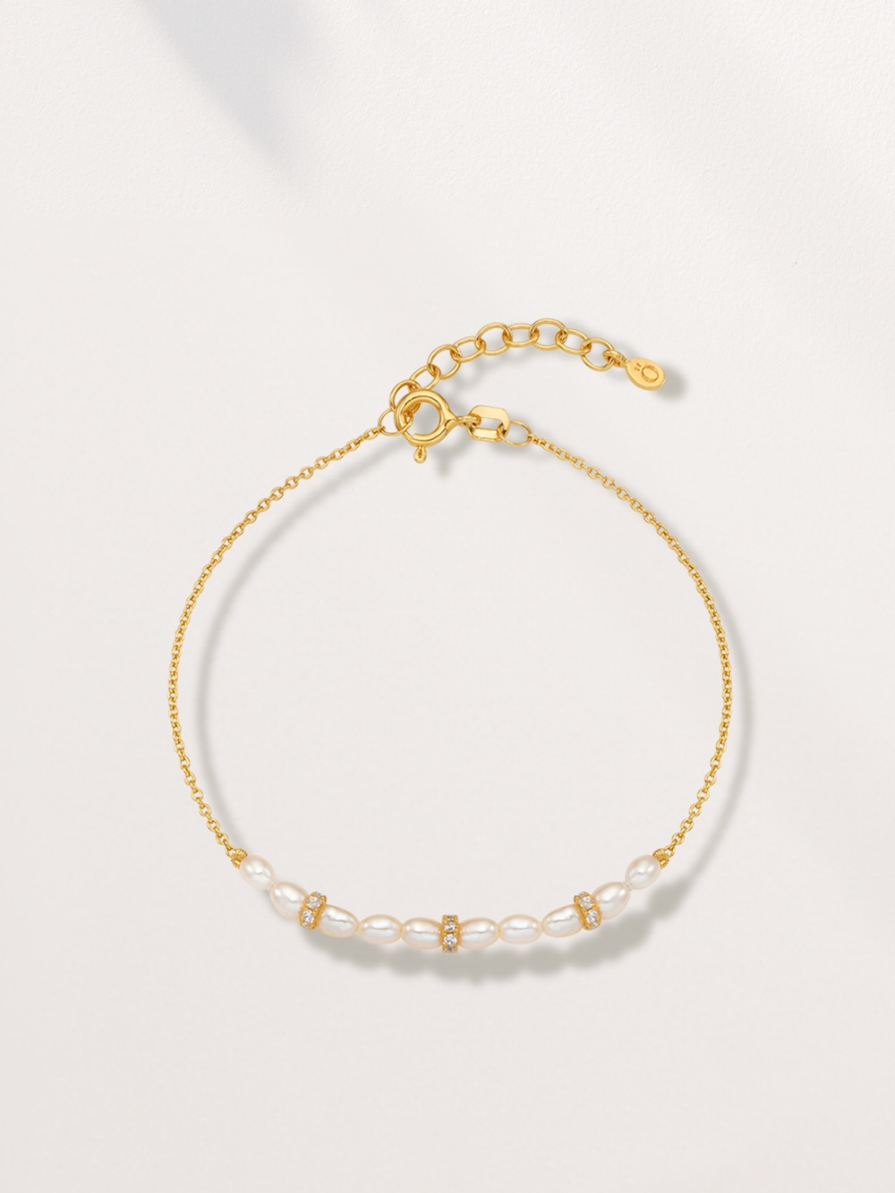 Silver925 CZ Rings with Fresh Water Pearl Line Bracelet PS157B