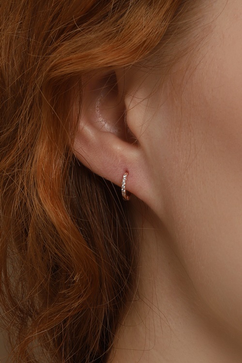 Silver925 Simple CZ Huggie Earrings PS124E