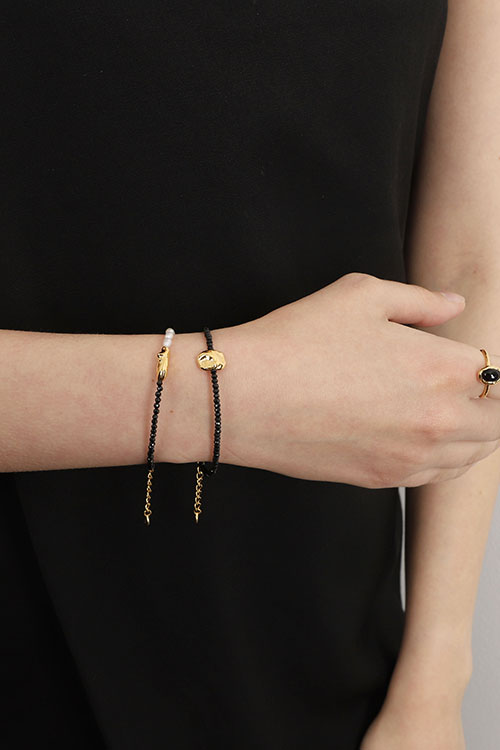[Celeb Pick] Silver925 Black Spinel Bracelet PS078B