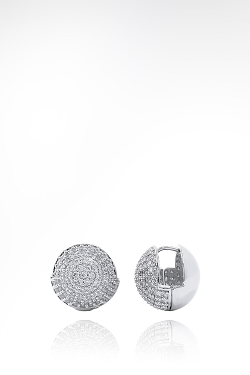 Mirror Ball 16mm Cubic Hoop Earring PB141E