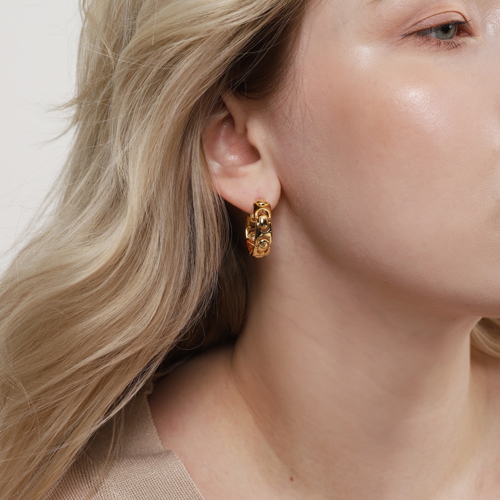 [Celeb Pick] Chunky Metal Band Hoop Earrings PB106E
