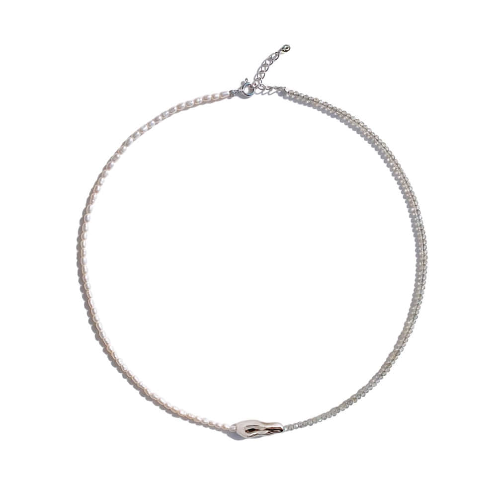 Silver925 Labradorite Fresh Water Pearl Necklace PS111N