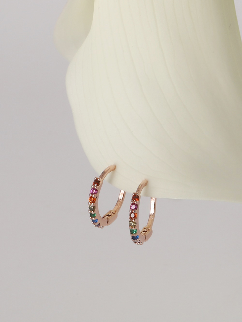 Silver925 Multi Rainbow CZ Huggie Earrings PS130E