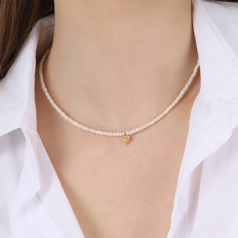 Silver925 Ancient ♡ Fresh Water Pearl Necklace PS014N