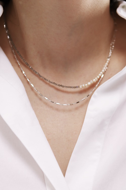 Silver925 Labradorite Fresh Water Pearl Necklace PS113N