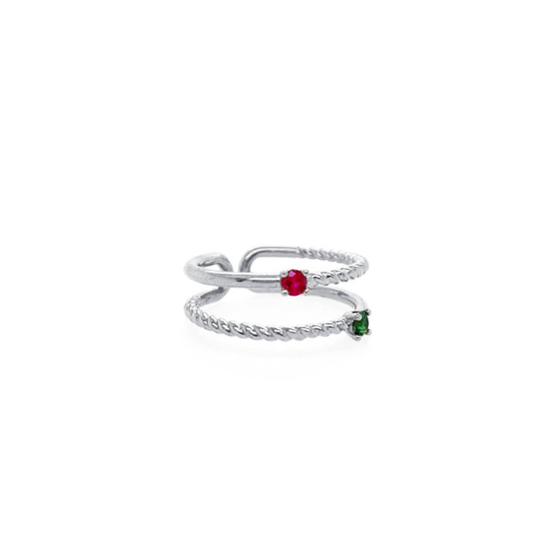 [Celeb Pick] Silver925 Ellipse Two-line Ring PS019R