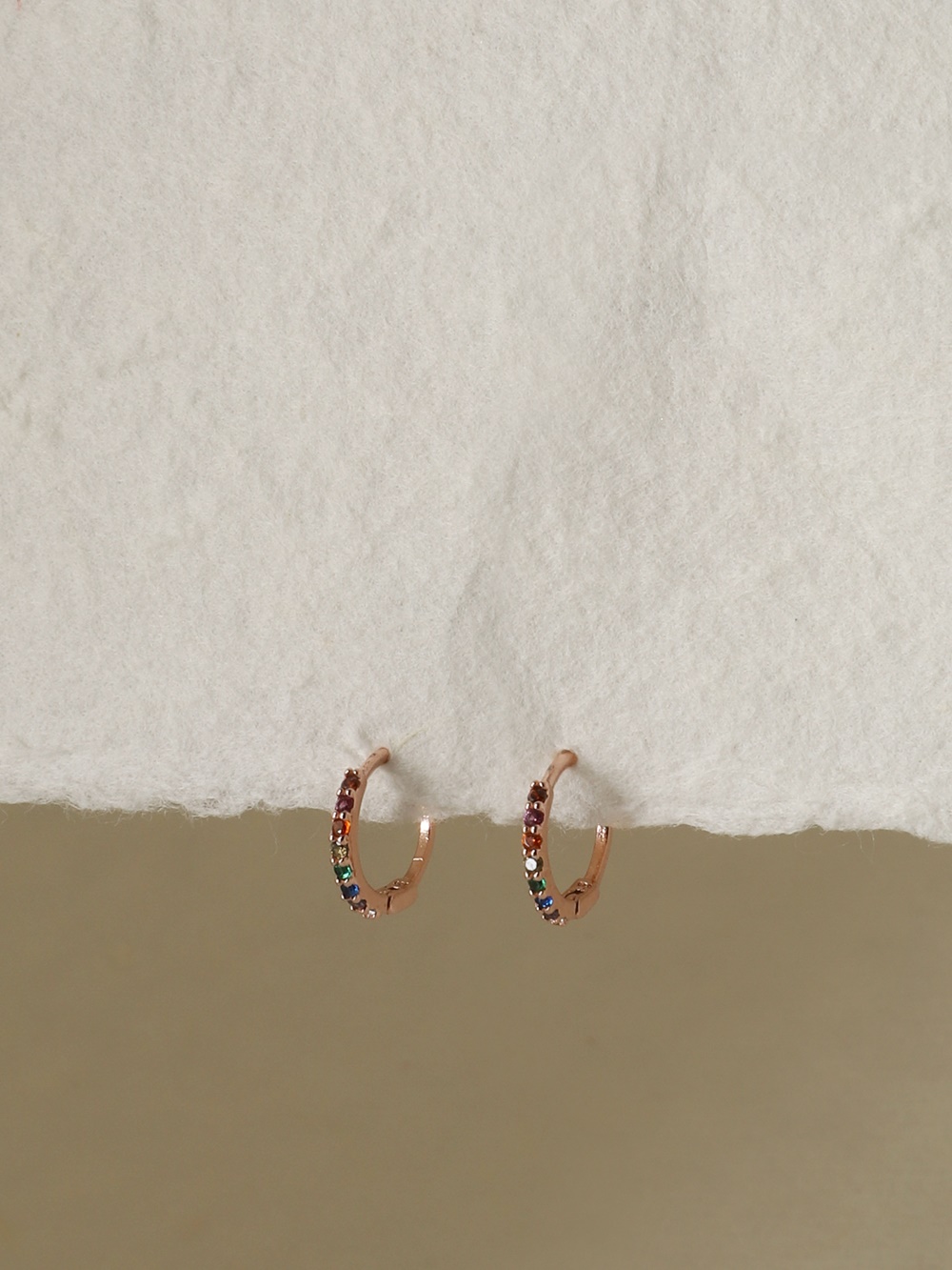 Silver925 Multi Rainbow CZ Huggie Earrings PS130E