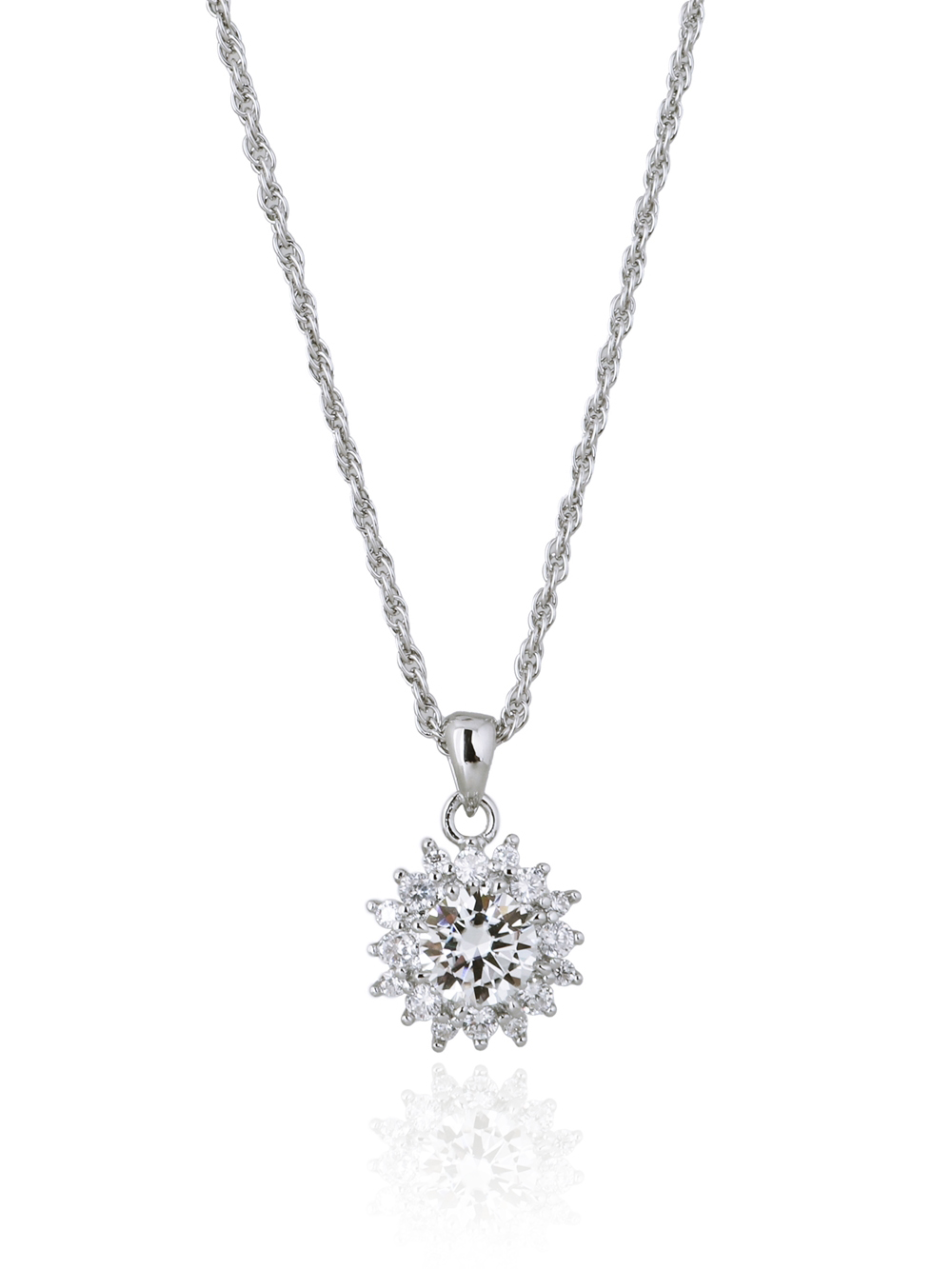 Silver925 Moissanite 1ct Halo Setting Necklace PS150N